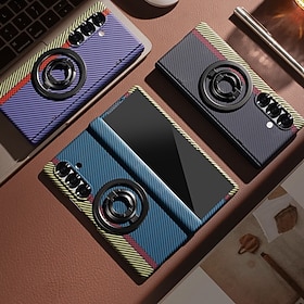 Phone Case For Samsung Galaxy Z Fold 7 Z Fold 6 Z Fold 5 Z Fold 4 Back Cover with Screen Protector Kickstand Shockproof Retro PC