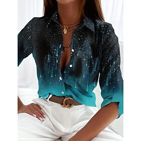 Women's Work Shirt Floral Elegant Vintage Tropical Long Sleeve Shirt Collar Regular Tops Work Party Evening Wear Date Night Outfits Green Spring, Fall, Winter,