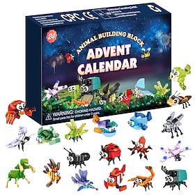 Christmas Advent Calendar Animal Building Blocks 2026, 24 Days Countdown DIY Construction Toy Set, Holiday Gift Box for Kids Boys Girls