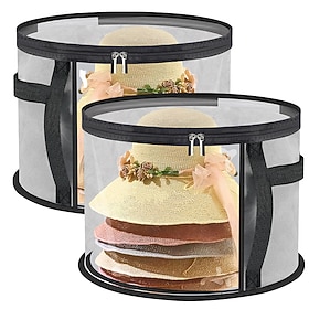 Lot de 2 boîtes de rangement pour chapeaux pour femmes – grandes boîtes de rangement transparentes pour chapeaux de soleil à large bord, chapeaux de cowboy voy