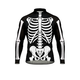 Halloween Men Tops Cycling Jersey Graphic Skull Halloween Long Sleeve Bike Jersey Top with 3 Rear Pockets Mountain Bike MTB Road Bike Cycling Sun Sun Protectio