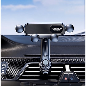 Rotatable Car Phone Holder Air Vent Mount Gravity Retractable Invisible Car Stand for Mobile Phone GPS Navigation Secure Stable Adjustable Automotive Accessory