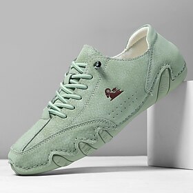 scarpe da ginnastica in pelle scamosciata verde da uomo: scarpe sportive casual leggere per camminare, viaggiare e per outfit streetwear