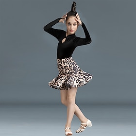 Kids' Dancewear Skirts Pleats Pattern / Print Ruching Girls' Performance Training Long Sleeve Polyester Velvet