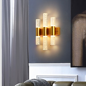 Applique murale moderne à LED en acrylique, forme cylindrique, luminaire d'intérieur, montage mural, noir et or, idéal pour un salon, un couloir ou un restaura
