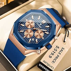 Business Watch For Men Waterproof Luminous Chronograph Date Man Wristwatch Silicone Strap Quartz Men's Watches 893