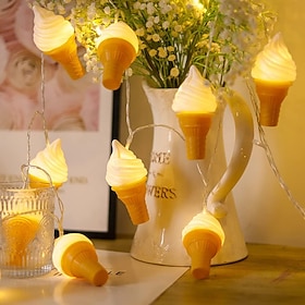Ice Cream 3D Lamp Fairy String Lights Garland LED String Lights Outdoor Children's Party Decoration Bedroom