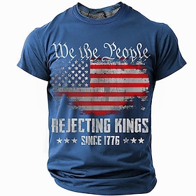 Men's America's 250th Anniversary T Shirt Short Sleeve T shirt 3D Print Crew Neck Shirt Daily Military Street Daily Black Red Blue Summer Spring Clothing Appar