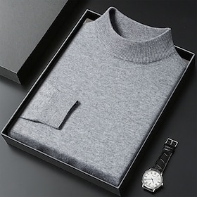Men's Sweater Pullover Sweater Jumper Ribbed Knit Regular Tops Knitted Slim Fit Plain Turtleneck Knitwear Contemporary Casual Daily Wear Clothing Apparel Fall