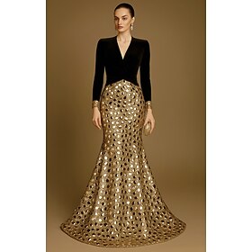 Mermaid Trumpet Floor Length Beaded Eembroidered Formal Dresses Mother of the Bride Dress Prom Dresses Evening Gown Ball Gown Formal Dress Elegant Vintage Colo