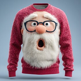 Ugly Christmas Sweater Men's Cartoon Santa Claus Print Pullover Sweater Jumper Knitwear Crewneck Casual Vacation Daily Festival Keep Warm Long Sleeve Fall Wint