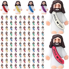 50/100pcs Little Jesus Figures, Mini Jesus Figurines in Bulk, Christmas Stocking Stuffers Gift Multicolor Tiny Jesus Figures, Miniature Figurines to Hide