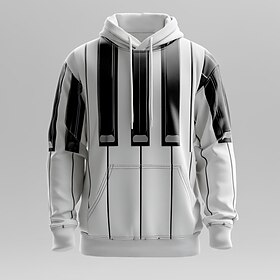 Homme Illusion d'optique Touches Pano Sweat à capuche Sweatshirt Mode Frais Col ras du cou Maison Soirée Vêtements de rue Blanche Blanc 2 Cordon de serrage Aut