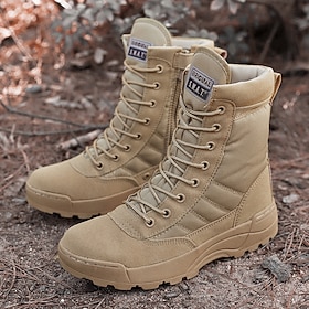 Men's High Top Lace-Up Combat Boots – Durable Suede Tactical Military Work Boots with Side Support for Hiking, Trekking and Outdoor Adventure