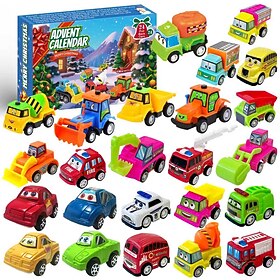 Advent Calendar 2025 for Kids Boys 24 Days Christmas Countdown Calendar with Pull-Back Cars Vehicles Holiday Gifts Christmas Advent Calendars Cars Set for Kids