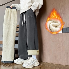 Men's Winter Sweatpants Shrepa Fleece Pants Thick with Pockets Bottoms Athleisure Gym Workout Windproof Warm Gym Outdoor Running Regular Fit Sportswear Activew