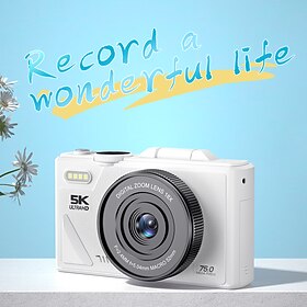 Appareil photo numérique sans miroir à écran rabattable HD 5K avec connectivité mobile Wi-Fi Écran IPS de 3 pouces adapté aux étudiants pour la photographie et