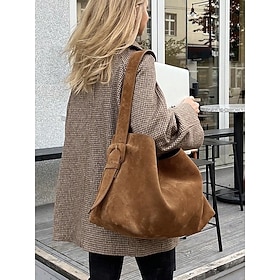 Faux Suede Bohemian Hobo Tote Bag