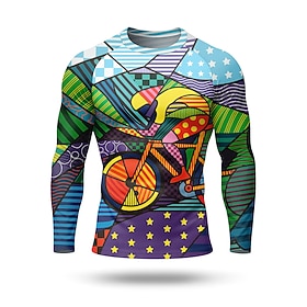 Men's Cycling Jersey Downhill Jersey Geometic Long Sleeve Bike Jersey Top with 3 Rear Pockets Quick Dry Soft Comfortable Moisture Wicking Sports Royal Blue Pur