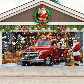 Christmas Tapestry Garage Door Cover Large Hanging Backdrop Car Gift Cute 3D Party Outdoor Holiday Shooting Backgrounds Yard Home Decor