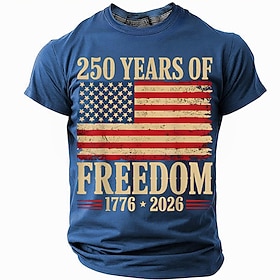 Men's America's 250th Anniversary T Shirt Short Sleeve T shirt 3D Print Crew Neck Shirt Daily Military Street Daily Black Red Blue Summer Spring Clothing Appar