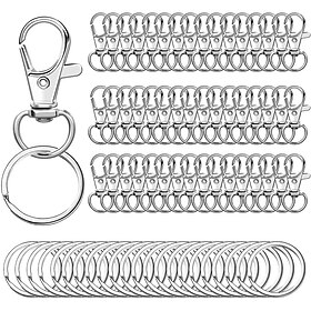 100 ganci a scatto girevoli con portachiavi, 50 ganci a clip per portachiavi e 50 portachiavi, chiusure a moschettone per cordino per portachiavi, gioielli, ar