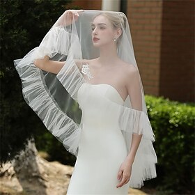 Bistrato Elegante / Artistico / Stile Classico Veli da sposa Velo medio (ai fianchi) con Volant 59,06 pollici (150 cm) Tulle