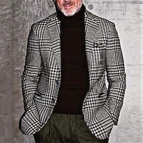 Homme Pied-de-poule manche longue Col Rabattu Mode Streetwear Affaires Travail Tenue de travail Sortir Boutons Imprimé