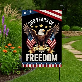 1776-2026 USA 250th Anniversary Garden Flag, Patriotic American Birthday Outdoor Banner for Yard, Lawn, Porch, or Independence Day Decoration