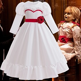 Annabelle Scary Doll Halloween Dress Fancy Costume Horror Scary Costume Kid's Girls' Halloween Carnival Performance Party Easy Halloween Costumes Dress Up