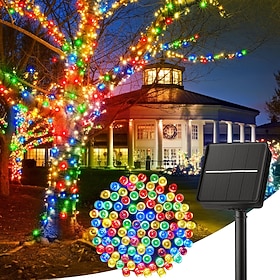 LED Solar String Lights Outdoor Waterproof 100m 334.5Ft 1000LED/50m 171Ft 500 LED Solar Lights with Remote8 Modes Waterproof Patio Lights for Tree Patio Yar