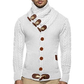 Per uomo Felpa Cardigan Maglione a collo alto A coste Maglia sciarpa A strisce A collo alto Moda Contemporaneo moderno Da giorno Informale Abbigliamento Invern