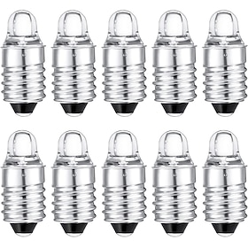 e10 led-pærer 3 volt 3v miniatyrlommelykt e10 erstatningspærer minilamper kjølig hvit 10 stk