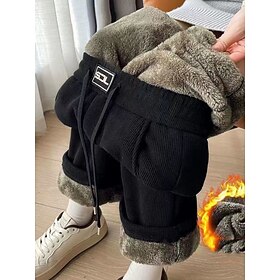 Mujer Pantalones de lana Chinos Moda Ropa de calle Longitud total Alta cintura Plano Bolsillo Cintura elástica Confortable Suave Cómodo Elástico Exterior Calle