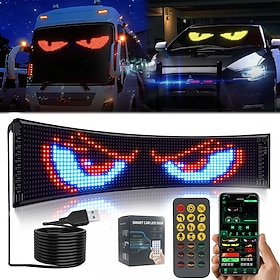 High-Brightness Devil Eyes LED Light Strips for Cars/Trucks/SUVs - 23.6x4.73 Customizable Windshield Decoration with App Control IP68 Waterproof USB-Powered