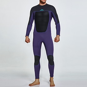 Men's 3mm Neoprene Dive Wetsuit Rash Guard Full Body Swimwear Patchwork Back Zip UPF50 Quick Dry High Elasticity Long Sleeve Swimwear Surfing Diving Snorkeling