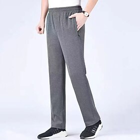 Men's Straight Leg Pants Lounge Pants with Pockets Bottoms Gym Athleisure Workout Fall Winter Gym Outdoor Running Slim Sportswear Activewear Solid Colored Bla