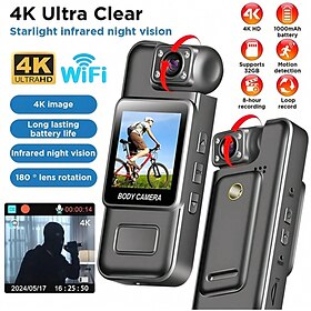 High-definition handheld pocket camera portable back clip meeting outdoor sports recorder DVR with WiFi and screen