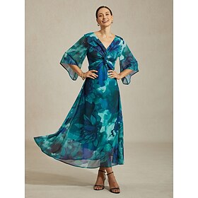 Women's Maxi Dress Green Abstract Floral Print Twist Knot Casual Vacation Destination Wedding Guest Spring Summer Fall