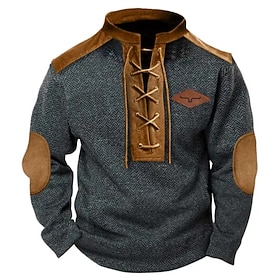 Men's Sweatshirt Pullover Hoodie Sweatshirt Pullover Gray High Neck Plain Drawstring Textured Casual Daily Sports  Outdoor Streetwear Cool Sportswear Spring
