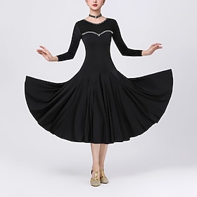 Latin Dance Dress Pure Color Crystals / Rhinestones Women's Performance Training Long Sleeve Spandex