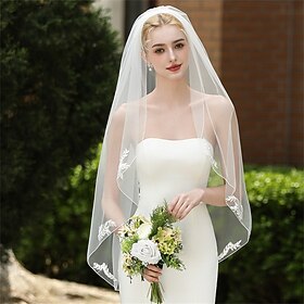 Monostrato Contemporaneo / Elegante / Stile Classico Veli da sposa Velo medio (ai fianchi) con Colore puro 35,43 pollici (90 cm) Pizzo