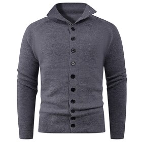 Homme Gilet Cardigan Pull Court Pull Tricoté Côtelé Tricoter Hauts Réguliers Boutons Uni Revers Mode Classique Vacances Tenue quotidienne Vêtement Tenue Automn