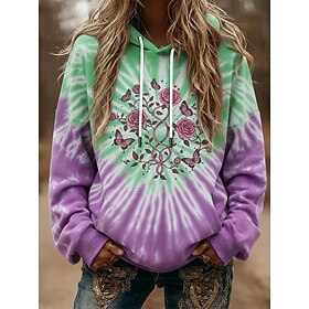 Femmes Pull Sweats à capuche Teinture par nouage Mode Streetwear Occasionnel manche longue À capuche Hauts Réguliers Tenue Quotidienne Occasionnel Sports Cordo