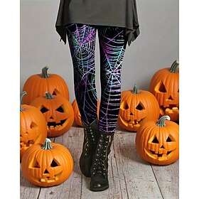 Halloween Women's Leggings Cozy Leggings Vacation Basic Casual Full Length High WaistPantsHalloween Graphic Printing Thermal Warm Comfortable Stretchy Vacation