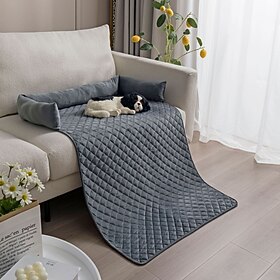 Cuscino per divano per animali domestici, antiscivolo, rivestito in PVC, trapuntato, in pelle scamosciata, per cuccia per cani e gatti, comoda fodera protettiv