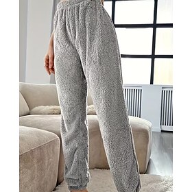 Per donna Pantaloni in Pile Pigiami Casual Lunghezza intera Vita media Semplice Elastico in vita Calore Termico Confortevole Micro-elastico Casa Quotidiano Ros