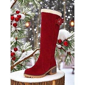 Women's Red Christmas Snow Boots - Stylish and Warm Winter Boots for Women - Great for Christmas, Winter Sports and Cold Weather