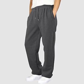 Men's Sweatpants Fleece Pants Trousers Straight Leg Sweatpants Drawstring Elastic Waist Baggy Plain Comfort Warm Full Length Outdoor Casual Daily Sports Basic