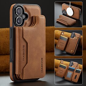 Phone Case For iPhone 17 16 15 14 Pro Max Plus 13 Pro Max Back Cover Shockproof Retro TPU PC PU Leather